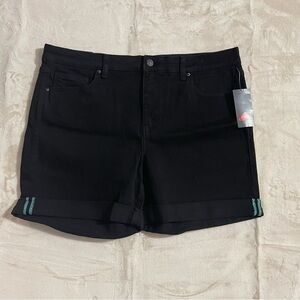 LulaRoe Boyfriend Shorts Womens Size 34 Black Denim‎ Cuffed Stretch NWT